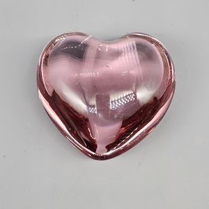 Vintage Baccarat Puffed Dark Pink Crystal Heart From France- Etched